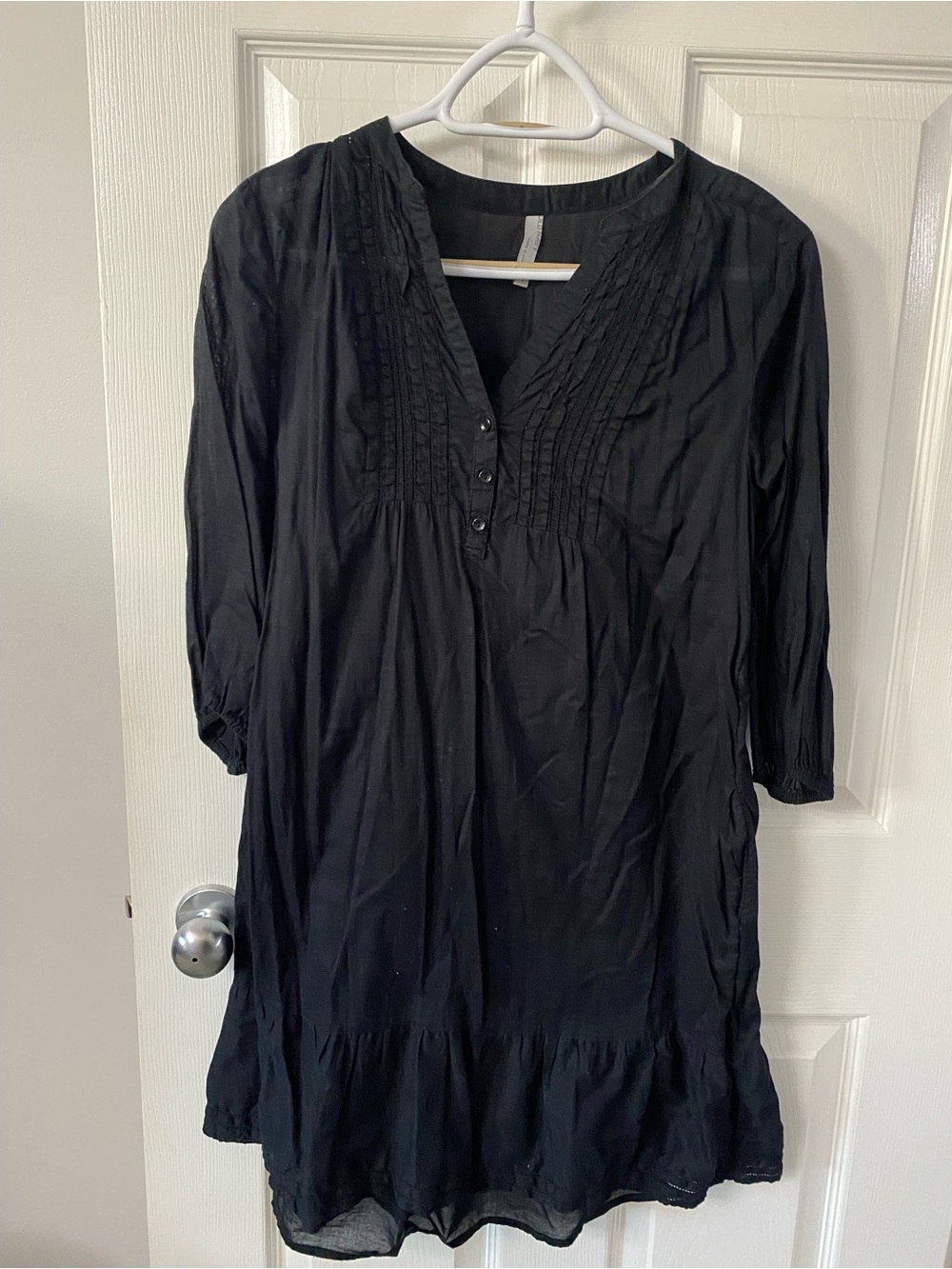 Black Womens Tunic Top - Lightweight V-Neck Dress